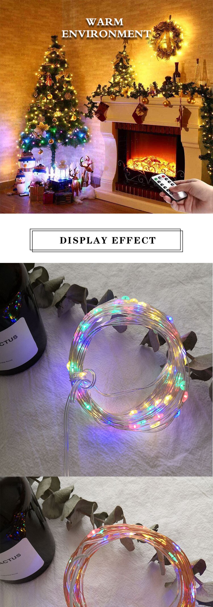 Outdoor String Light 10m 20m Waterproof USB Remote Control LED fairy light String Garden Light for Party Christmas decoration